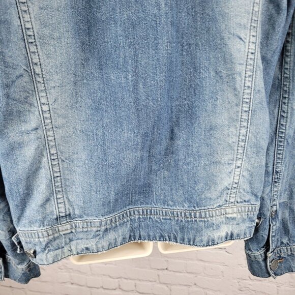 Silver Jeans Blue Denim Western Glove Works Distressed Jean Jacket Size XXL - Picture 11 of 14